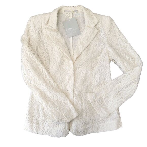 NWT Vintage 3 Suisses Collection Ivory Lace Blazer Jacket Cotton Small - Picture 1 of 8
